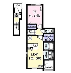 プラシード1 1LDKの間取図画像