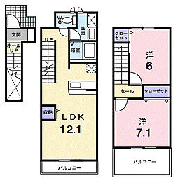 ドリーム・21　Ｂ棟 2階2LDKの間取り