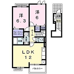 リバーサイドタウンB 2LDKの間取図画像