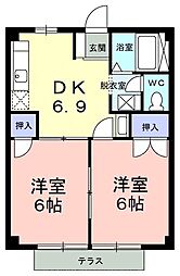 ニューシティ一森1 2DKの間取図画像