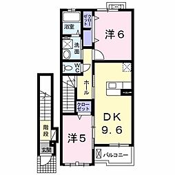 カルムコリーヌ2 2DKの間取図画像