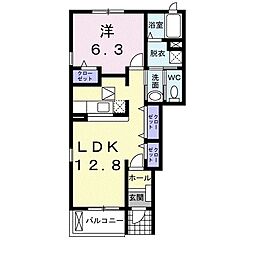 クレメントヒルA 1LDKの間取図画像