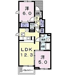 モンラニッシュ 2LDKの間取図画像