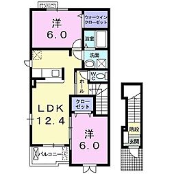 プリートカーサB 2LDKの間取図画像