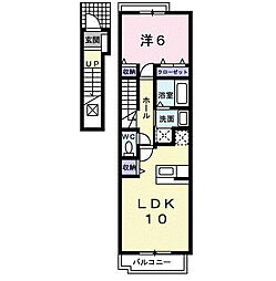 ヴィラKarasawaB 1LDKの間取図画像