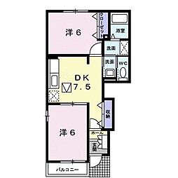 マジェスティックガーデンC棟 2DKの間取図画像