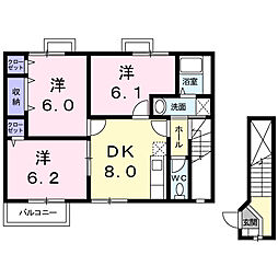 フルール 3DKの間取図画像