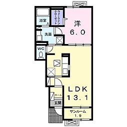 ドミール 1階1LDKの間取り