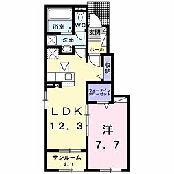 リベルタージュビフレ II 1LDKの間取図画像