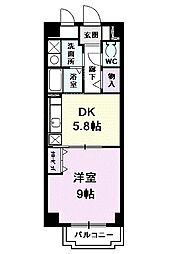 ピースフル城西 3階1DKの間取り