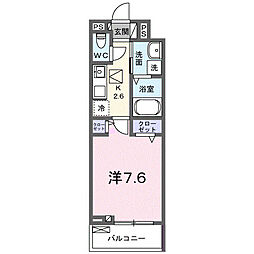 カーサ・ミラ 1Kの間取図画像