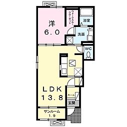 プランタン瓜生A 1LDKの間取図画像