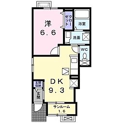 パンジーハイツ 1LDKの間取図画像