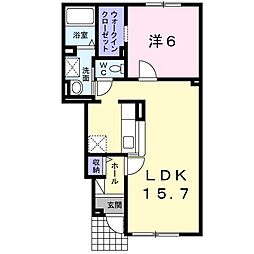 ラルジュガーデン1 1LDKの間取図画像