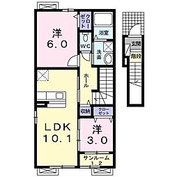 パグ−ロ　（ＰＡＧＵＲＯ） 2階2LDKの間取り