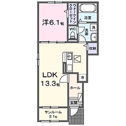オレンジロード 1LDKの間取図画像