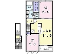 モアニケアラエカヒ 2LDKの間取図画像