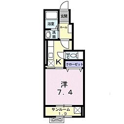 フランメゾン12 1Kの間取図画像