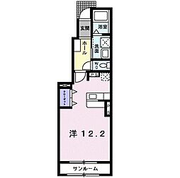 ヒルズキザキC ワンルームの間取図画像
