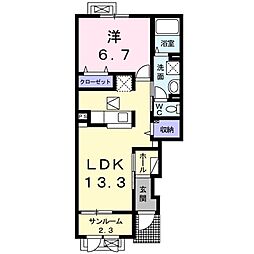 ビビアン　ズー　2 1階1LDKの間取り