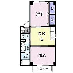 グランヴィア 2階2DKの間取り