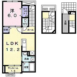 フォレスト 302 3階1LDKの間取り