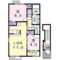フリーデK 2LDKの間取図画像