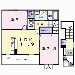 サンリットコアB 2LDKの間取図画像