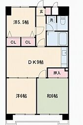セザールお花茶屋C棟 3DKの間取図画像