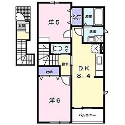 ドゥロンタン2棟 2DKの間取図画像