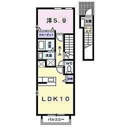 ビレッジハイ・マウンテンC 1LDKの間取図画像