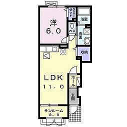 オーブトワ　Ｂ 1階1LDKの間取り