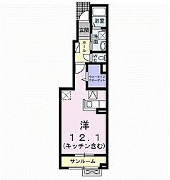 シャルマン・エミュー ワンルームの間取図画像