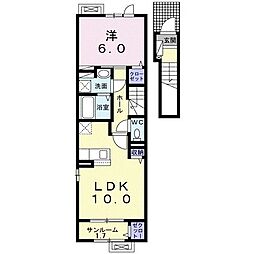 グリーン 1LDKの間取図画像