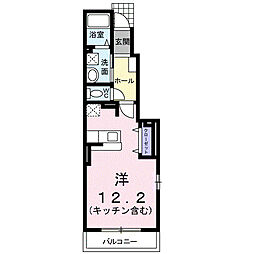 アイレＢ 1階ワンルームの間取り