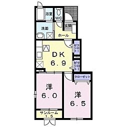 Ｉ・Ｔ　II棟 1階2DKの間取り