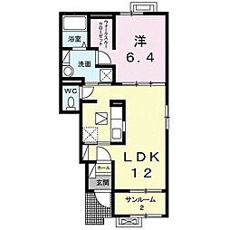 ドムス・ウィスタリアIII 1階1LDKの間取り