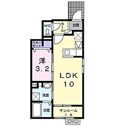 エトワール八尾V 1階1LDKの間取り