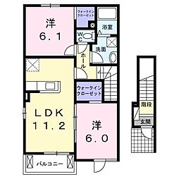 ベルデセイス 2LDKの間取図画像