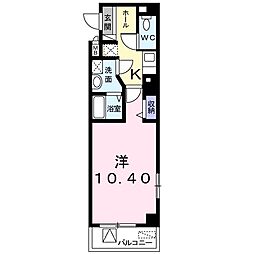 ヴァイオレット・アツギ 1Kの間取図画像