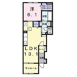大分市久原南1丁目アパート 1LDKの間取図画像