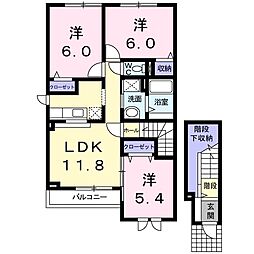 フレイム鳴門 2階3LDKの間取り