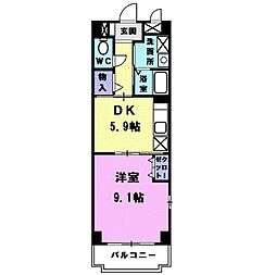 フィオーレ 1階1DKの間取り