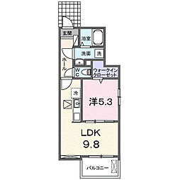 ヴィアアルスII 1LDKの間取図画像