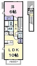 サンライズ・ヴィラ2 1LDKの間取図画像