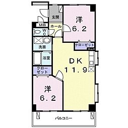 ネットコミュニティー 2LDKの間取図画像