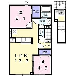プラシード・グレイス 2LDKの間取図画像