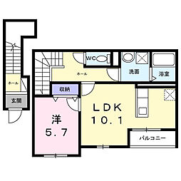 パルム・ドール 1LDKの間取図画像