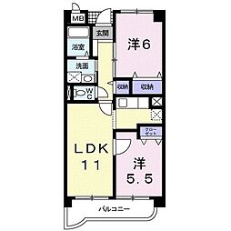 若山ガーデンヒルA 2LDKの間取図画像