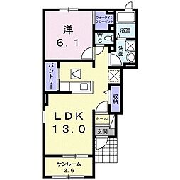 ルミーナ 1階1LDKの間取り